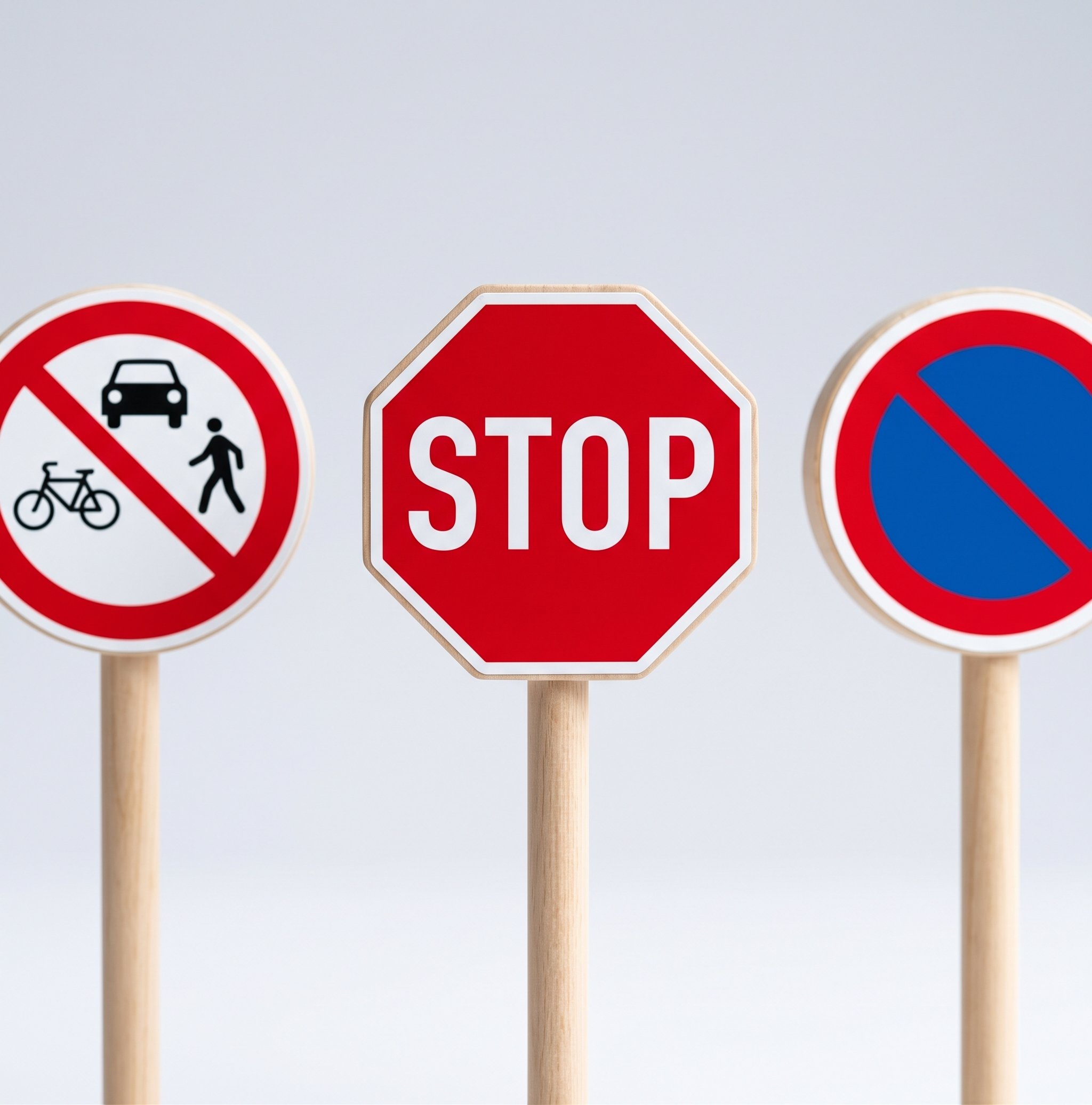 Verkeersborden om verkeersregels te oefenen